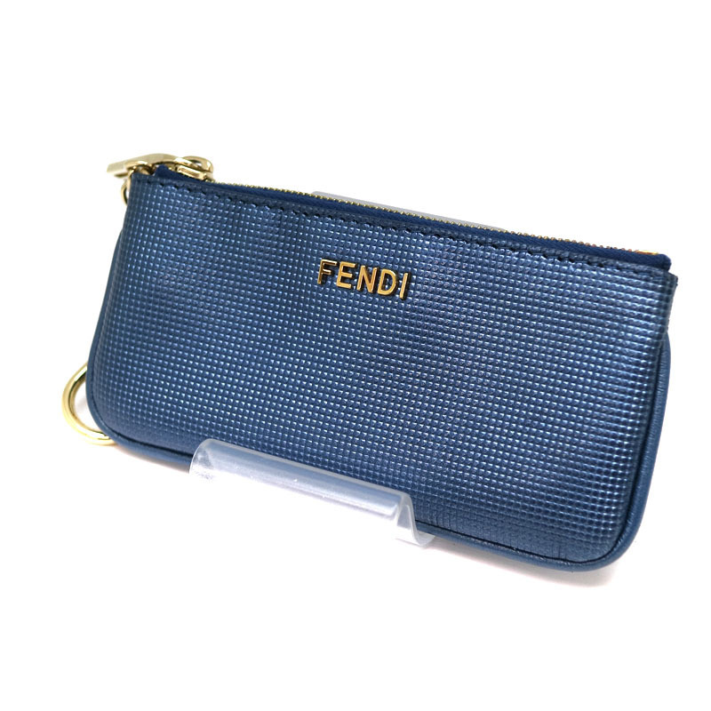 Fendi Leather Case Ring Blue Key